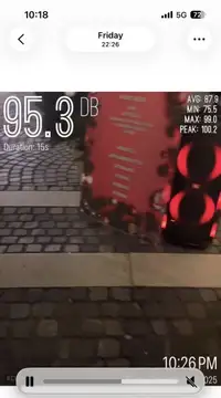 Merilnik hrupa kaže 95,3 dB ob tlakovanem cestišču